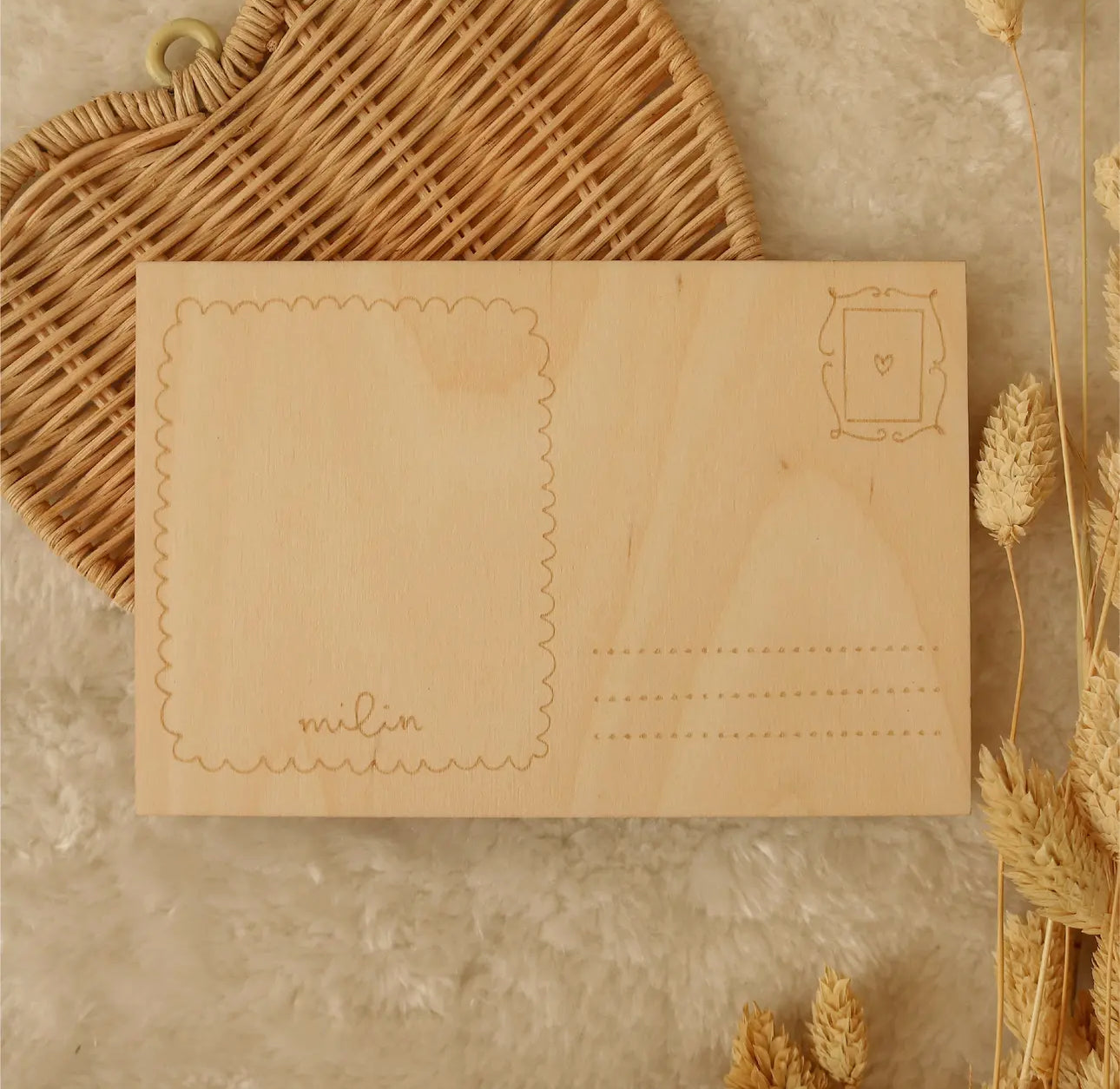 Holzpostkarte, Postkarte Glückselefant