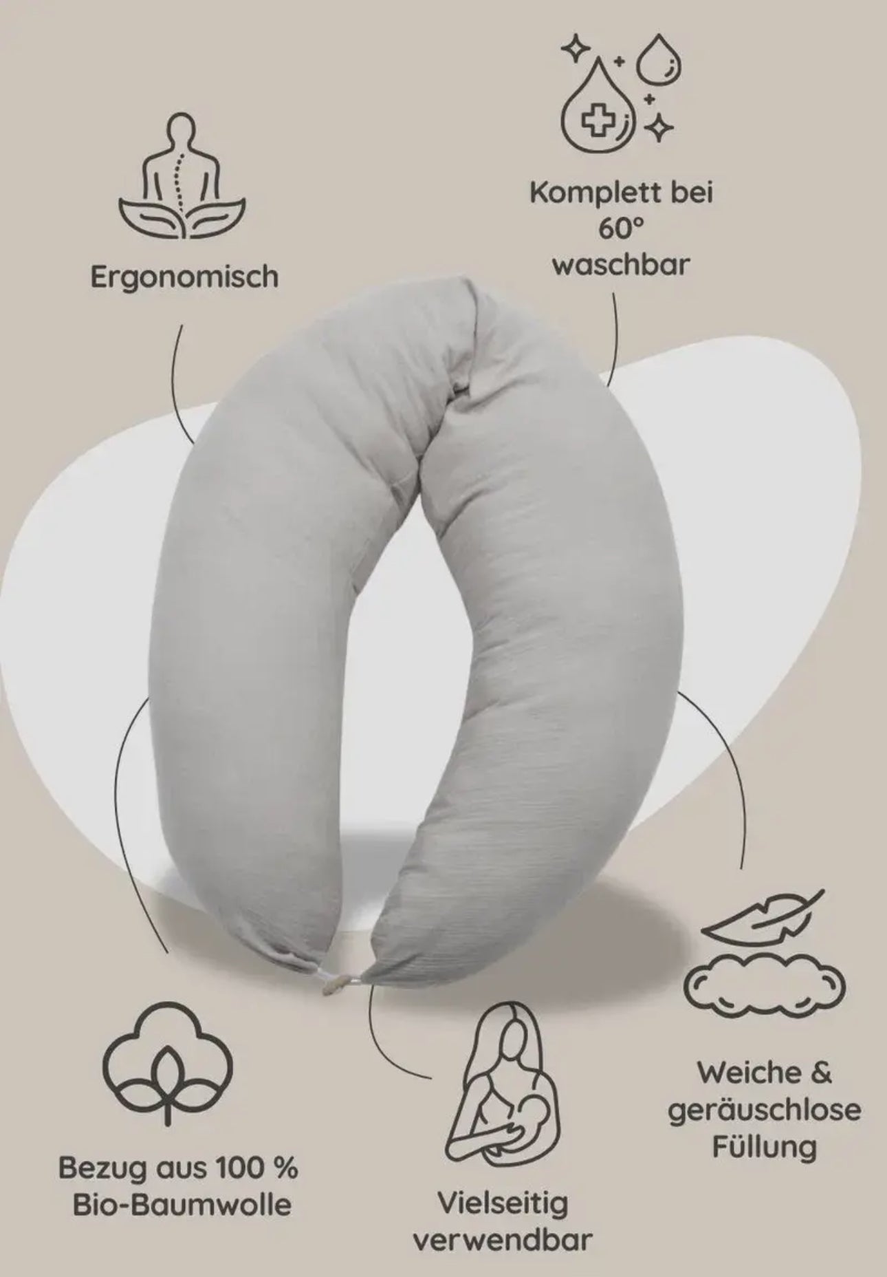 Stillkissen Musselin | Farbe: Taupe