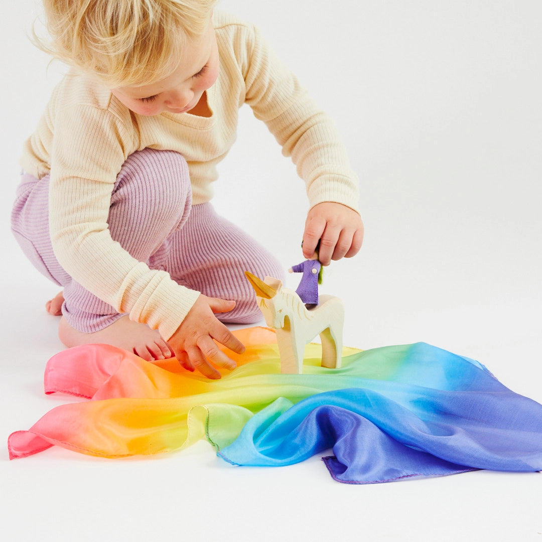 Mini Enchanted Playsilks — 100% natürliche Seide, Waldorf Toys, Farebe: REGENBOGEN