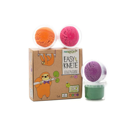 Bio-Easy-Knete vegan 4er Set "Loki" grün, orange, pink, violett