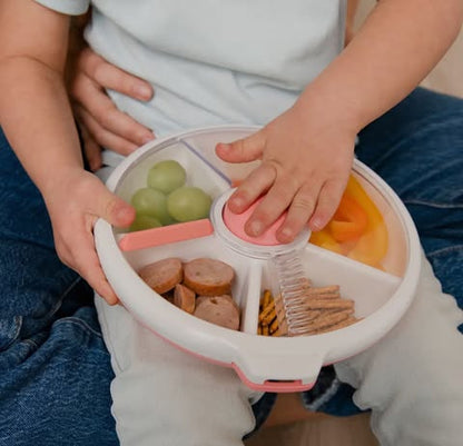 GöBe Kids Snack-Spinnerrutsche für Kinder, große Snackbox für unterwegs, KORALLENNROT