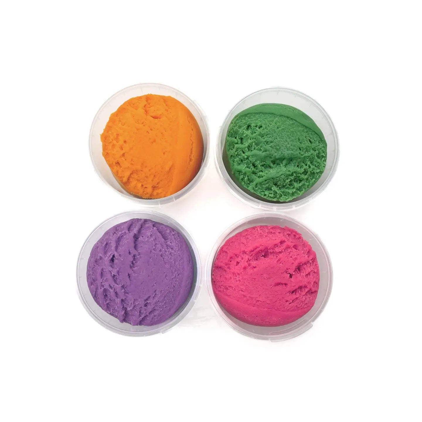 Bio-Easy-Knete vegan 4er Set "Loki" grün, orange, pink, violett