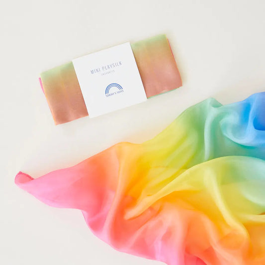 Mini Enchanted Playsilks — 100% natürliche Seide, Waldorf Toys, Farebe: REGENBOGEN