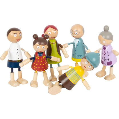 Biegepuppen-Familie aus Holz, glückliche Holz-Familie