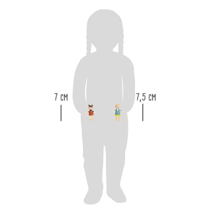 Biegepuppen-Familie aus Holz, glückliche Holz-Familie