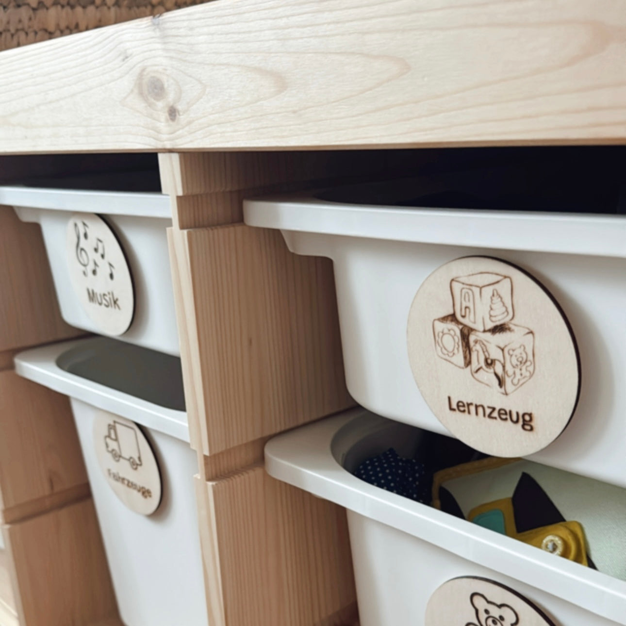 Holzschilder für Trofast Boxen