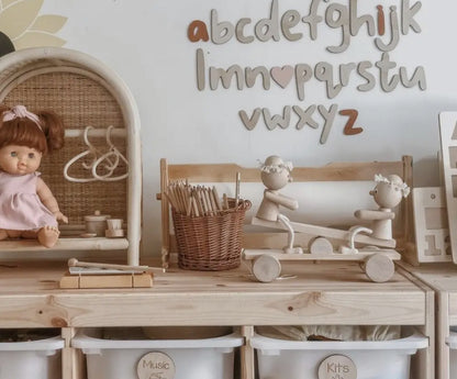 Alphabet in Farbe: Naturholz - Wanddekoration, Kinderzimmer (ohne Regenbogen)