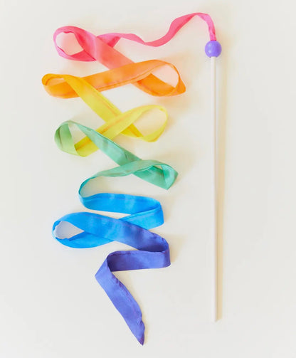 Holzstab mit Seidenband, Farbe: Regenbogen