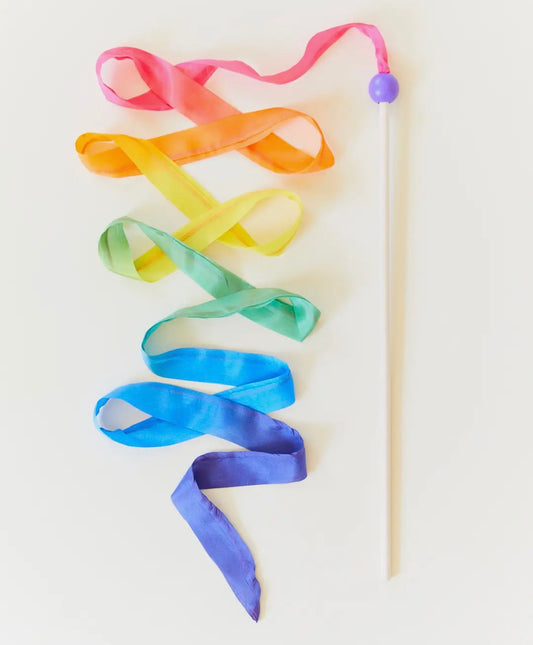 Holzstab mit Seidenband, Farbe: Regenbogen