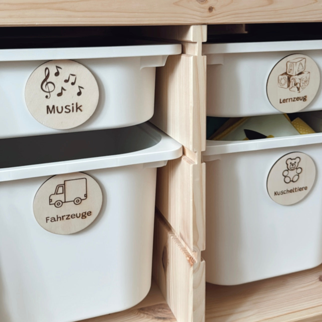 Holzschilder für Trofast Boxen