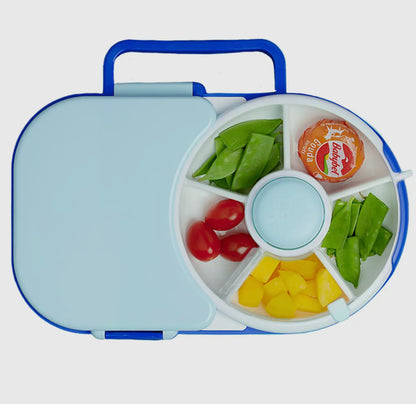 GoBe Lunchbox für Kinder, 2-in-1, mit kleinem Snack-Spinner-Flip | Farbe: blau