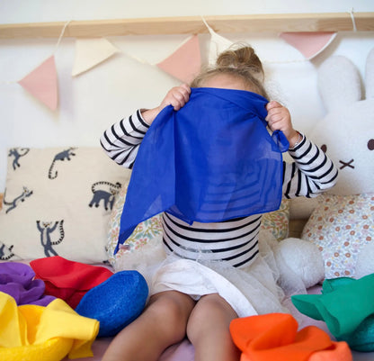 Spieltuch aus 100 % Baumwolle 48x48 cm | Offenes Spiel, Farbe: Blau