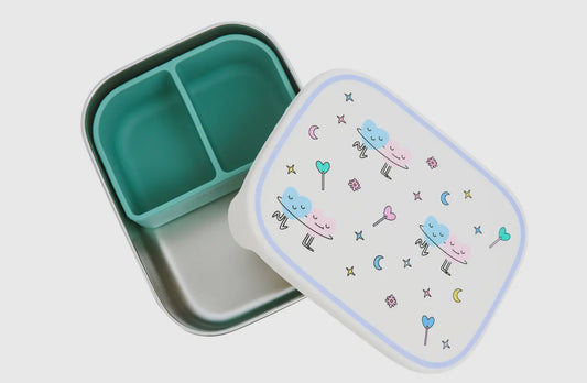 LUNCHBOX AUS EDELSTAHL mit Fächern, Herzen
