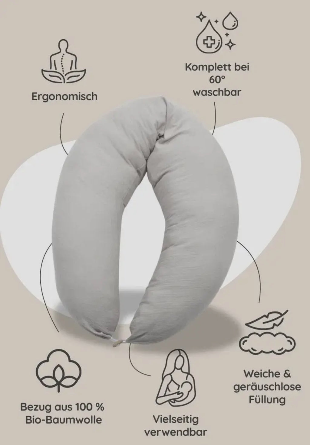 Stillkissen Musselin | Farbe: Taupe