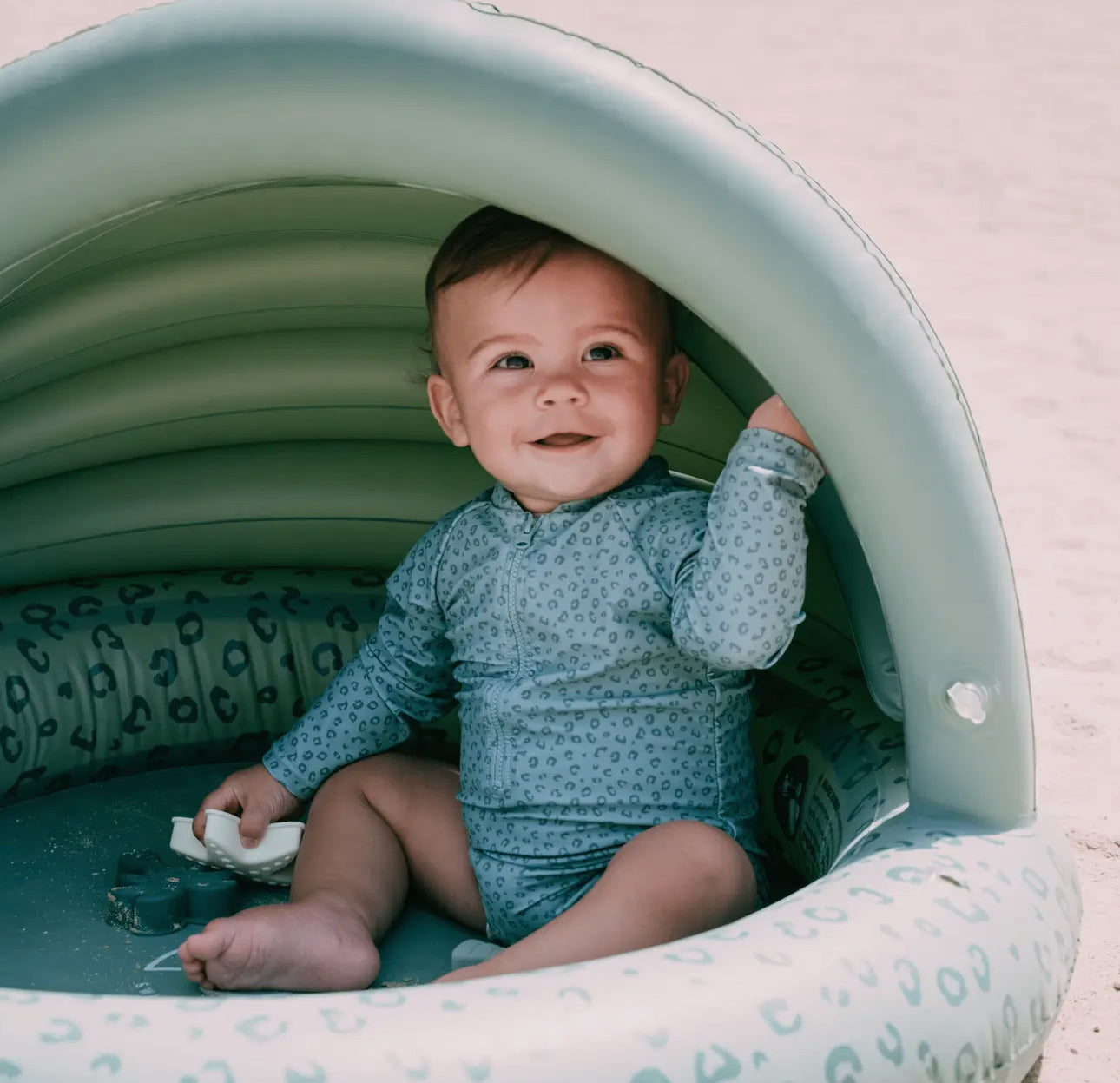Baby- und Kinderbecken ø100cm | Farbe: Grün mit Sonnenschutz